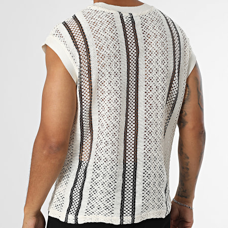 Frilivin - Tee Shirt A Rayures Y37 Beige Noir