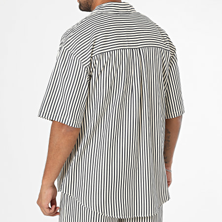 Frilivin - Ensemble Chemise Manches Courtes Et Short Jogging Beige Noir
