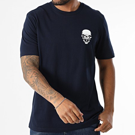 Mac Tyer Untouchable - Tee Shirt Oversize Large Logo Back Bleu Marine Blanc