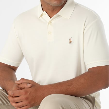 Polo Ralph Lauren - Polo Manches Courtes Custom Slim Oxford Beige Clair