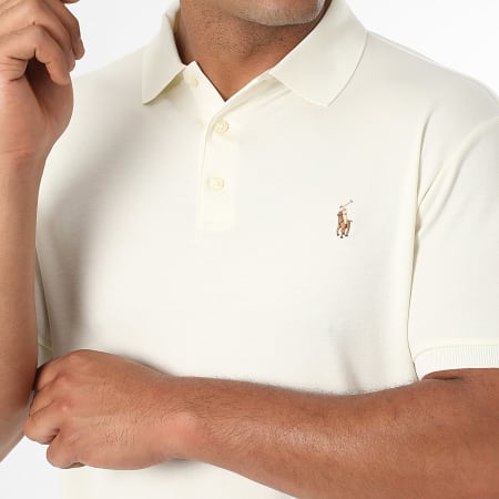 Polo Ralph Lauren - Polo Manches Courtes Custom Slim Oxford Beige Clair