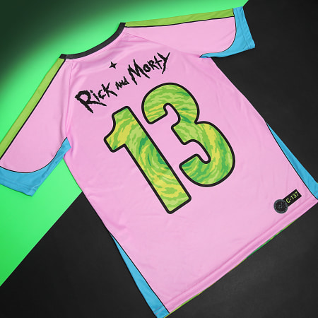 Rick Et Morty - Maillot Collector Jersey 13 Vert Rose Bleu Clair
