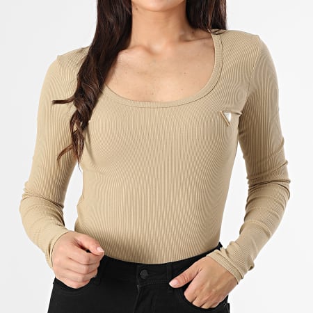 Camiseta de manga larga para mujer V4BP07-K8RT2 Beige