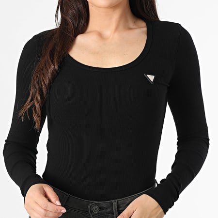 Guess Camiseta de manga larga para mujer V4BP07-K8RT2 Negro Ryses