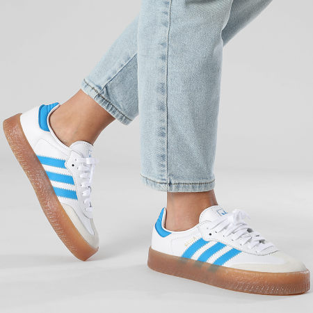 Adidas Originals - Baskets Femme Sambae JQ1236 Footwear White Bright Blue Gold Metallic