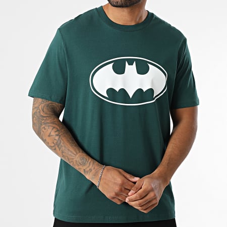 DC Comics - Tee Shirt Logo Batman Vert Bouteille Blanc