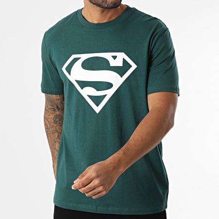DC Comics - Tee Shirt Logo Superman Vert Bouteille Blanc