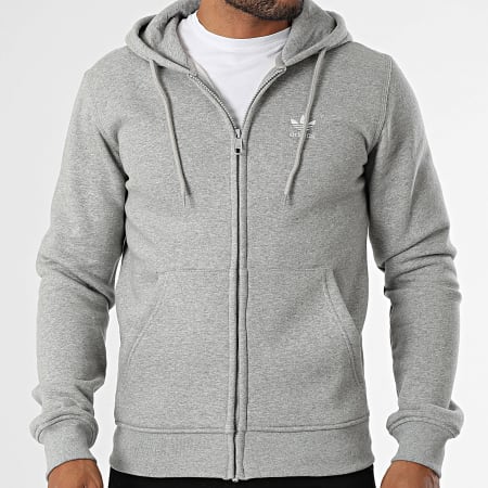 Adidas Originals - Sweat Zippé Capuche Essential JY6167 Gris Chiné