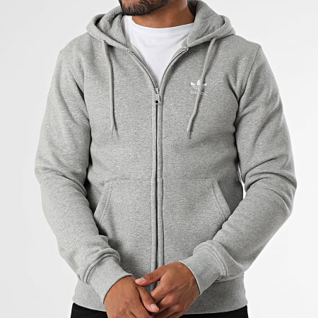 Adidas Originals - Sweat Zippé Capuche Essential JY6167 Gris Chiné