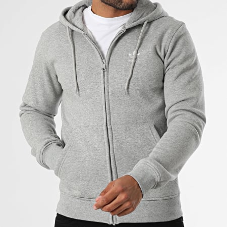 Adidas Originals - Sweat Zippé Capuche Essential JY6167 Gris Chiné