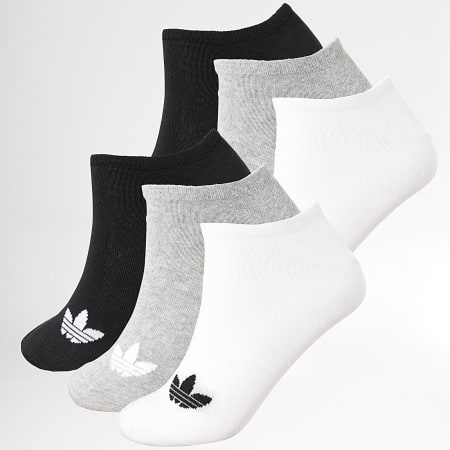 Adidas Originals - Lot De 6 Paires De Chaussettes Liner JW5338 Noir Gris Chiné Blanc