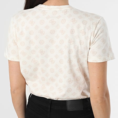 Guess - Tee Shirt Femme V5YI04-I3Z14 Blanc Beige Strass