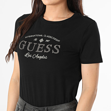 Guess - Tee Shirt Femme V5YI13-J1314 Noir Doré Strass
