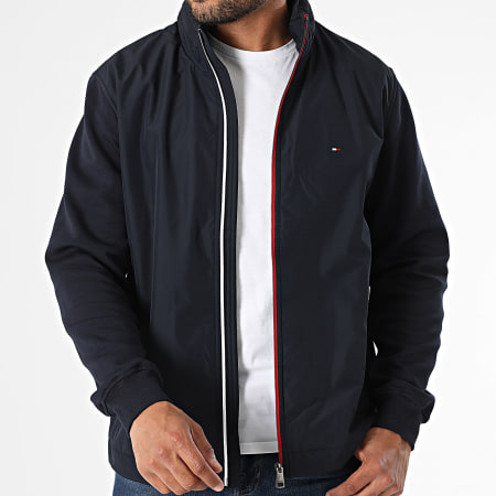 Tommy Hilfiger - Veste Capuche Zippée Mix Media Harrington 9395 Bleu Marine