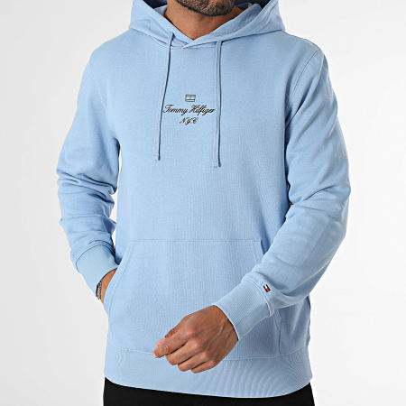 Tommy Hilfiger - Sweat Capuche Outline Flag Script 9372 Bleu Clair