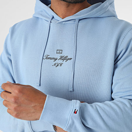 Tommy Hilfiger - Sweat Capuche Outline Flag Script 9372 Bleu Clair