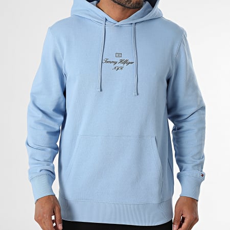 Tommy Hilfiger - Sweat Capuche Outline Flag Script 9372 Bleu Clair