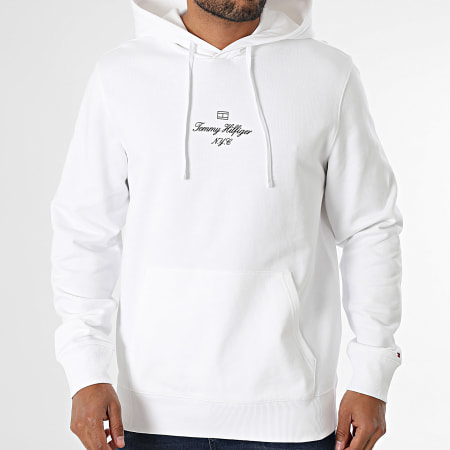 Tommy Hilfiger - Sweat Capuche Outline Flag Script 9372 Blanc