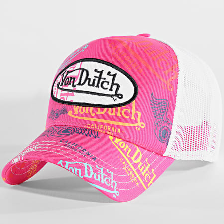 Von Dutch - Casquette Trucker VD-1-CT Blanc Rose Fuschia