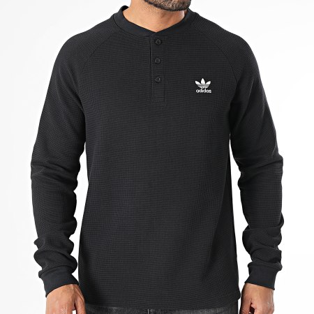 Adidas Originals - Tee Shirt Manches Longues Waffle Essentials JW1050 Noir