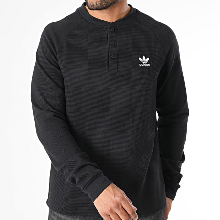 Adidas Originals - Tee Shirt Manches Longues Waffle Essentials JW1050 Noir