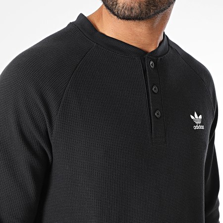 Adidas Originals - Tee Shirt Manches Longues Waffle Essentials JW1050 Noir
