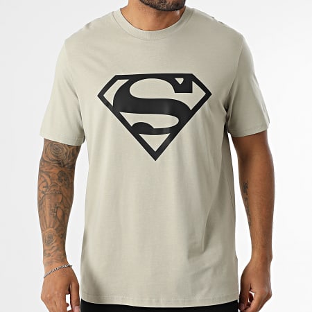 DC Comics - Tee Shirt Logo Superman Beige Stone Noir
