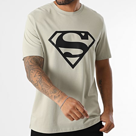 DC Comics - Tee Shirt Logo Superman Beige Stone Noir