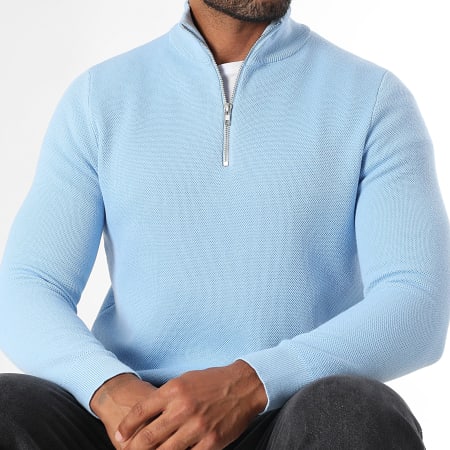 Pull Tasso Elba Homme Col 1/2 Zip Bleu Bruyère Taille XL - Coton, Neuf Sans étiquette, Fabriqué Pakistan