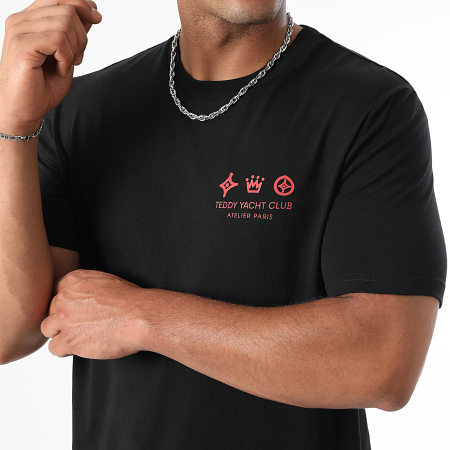 Teddy Yacht Club - Atelier Paris Black Red Tee Shirt And Jogging Shorts Set