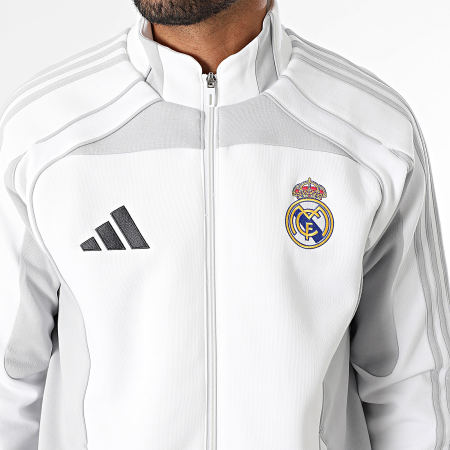 Adidas Sportswear - Veste Zippée A Bandes Real Madrid JN3069 Blanc Gris