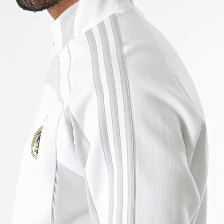 Adidas Sportswear - Veste Zippée A Bandes Real Madrid JN3069 Blanc Gris