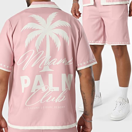 KZR - Ensemble Chemise Manches Courtes Palm Miami 230 Rose Beige Clair