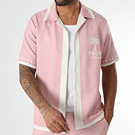 KZR - Ensemble Chemise Manches Courtes Palm Miami 230 Rose Beige Clair