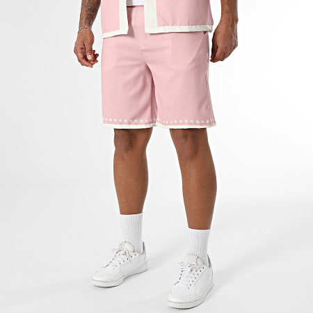 KZR - Ensemble Chemise Manches Courtes Palm Miami 230 Rose Beige Clair