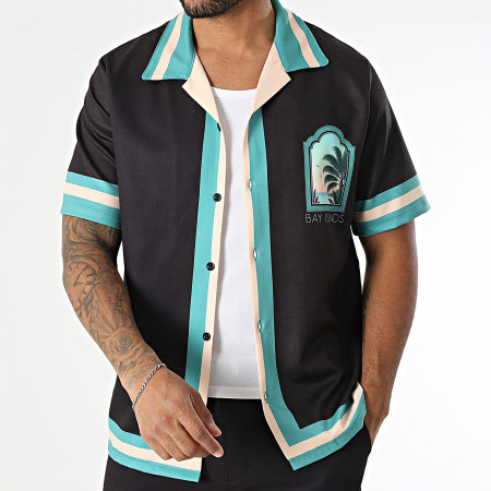 KZR - Ensemble Chemise Manches Courtes Bay Island 212 Noir Vert Beige