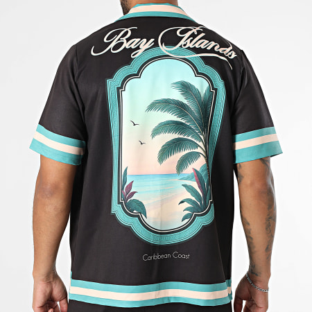 KZR - Ensemble Chemise Manches Courtes Bay Island 212 Noir Vert Beige