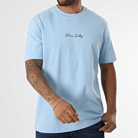 Luxury Lovers - Camiseta oversize grande Vice City 2 azul claro