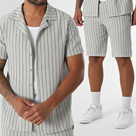 MTX - Ensemble Chemise Manches Courtes Et Short A Rayures 027 Gris