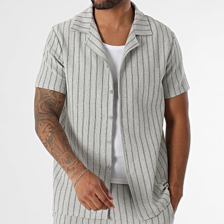 MTX - Ensemble Chemise Manches Courtes Et Short A Rayures 027 Gris