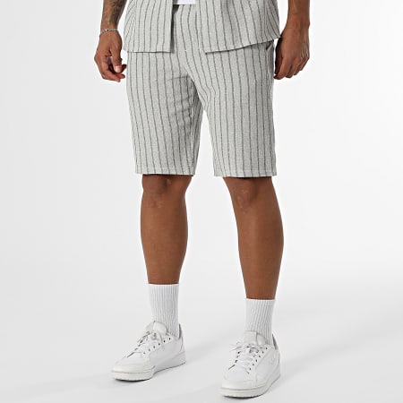 MTX - Ensemble Chemise Manches Courtes Et Short A Rayures 027 Gris