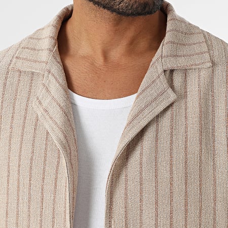 MTX - Ensemble Chemise Manches Courtes Et Short A Rayures 027 Beige