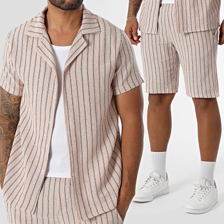 MTX Camicia a maniche corte e pantaloncini a righe 027 Rosa Ryses