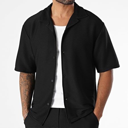 MTX - Ensemble Chemise Manches Courtes Et Short Jogging A Rayures 209 Noir