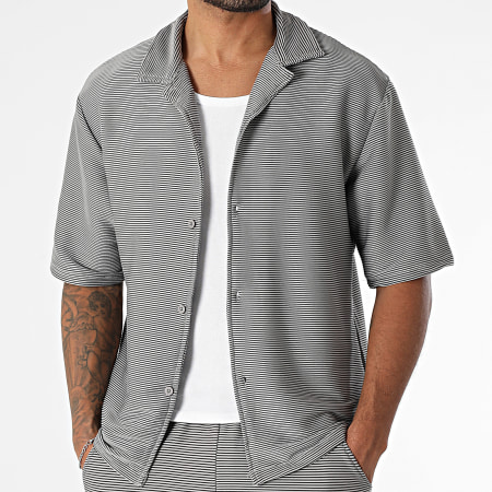 MTX - Ensemble Chemise Manches Courtes Et Short Jogging A Rayures 209 Gris
