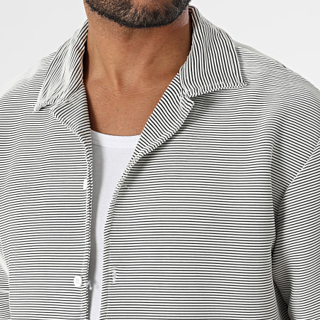 MTX - Ensemble Chemise Manches Courtes Et Short Jogging A Rayures 209 Blanc Noir