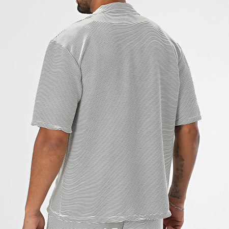 MTX - Ensemble Chemise Manches Courtes Et Short Jogging A Rayures 209 Blanc Noir