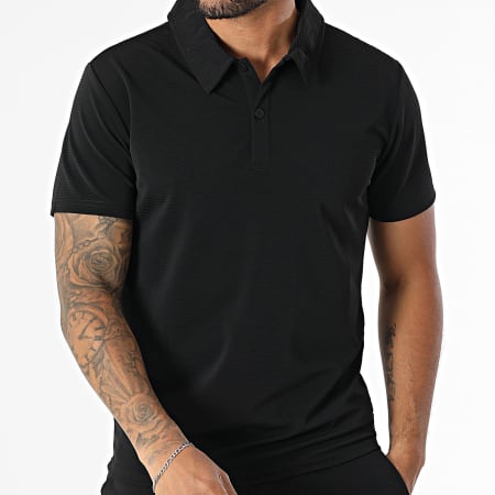 MTX - Ensemble Polo Manches Courtes Et Short Jogging Texturé 188 Noir