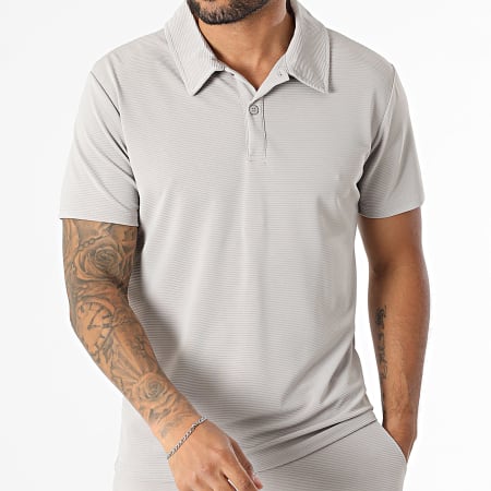 MTX - Ensemble Polo Manches Courtes Et Short Jogging Texturé 188 Gris