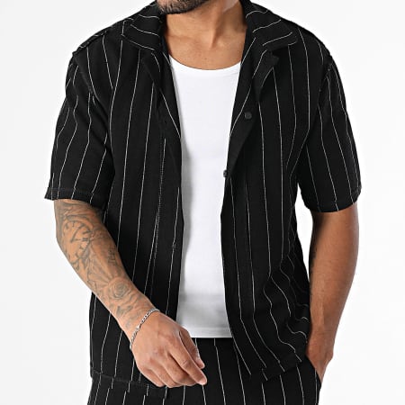MTX - Ensemble De Chemise Manches Courtes Et Short Jogging A Rayures 208 Noir